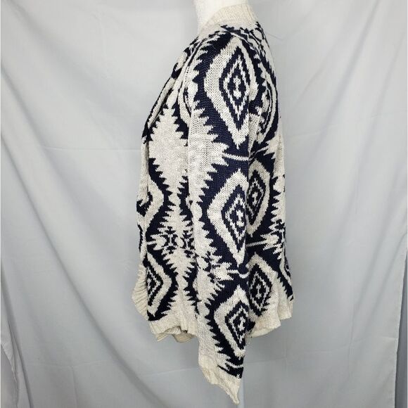 ARIZONA printed open front southwestern acrylic sweater L - Picture 3 of 7